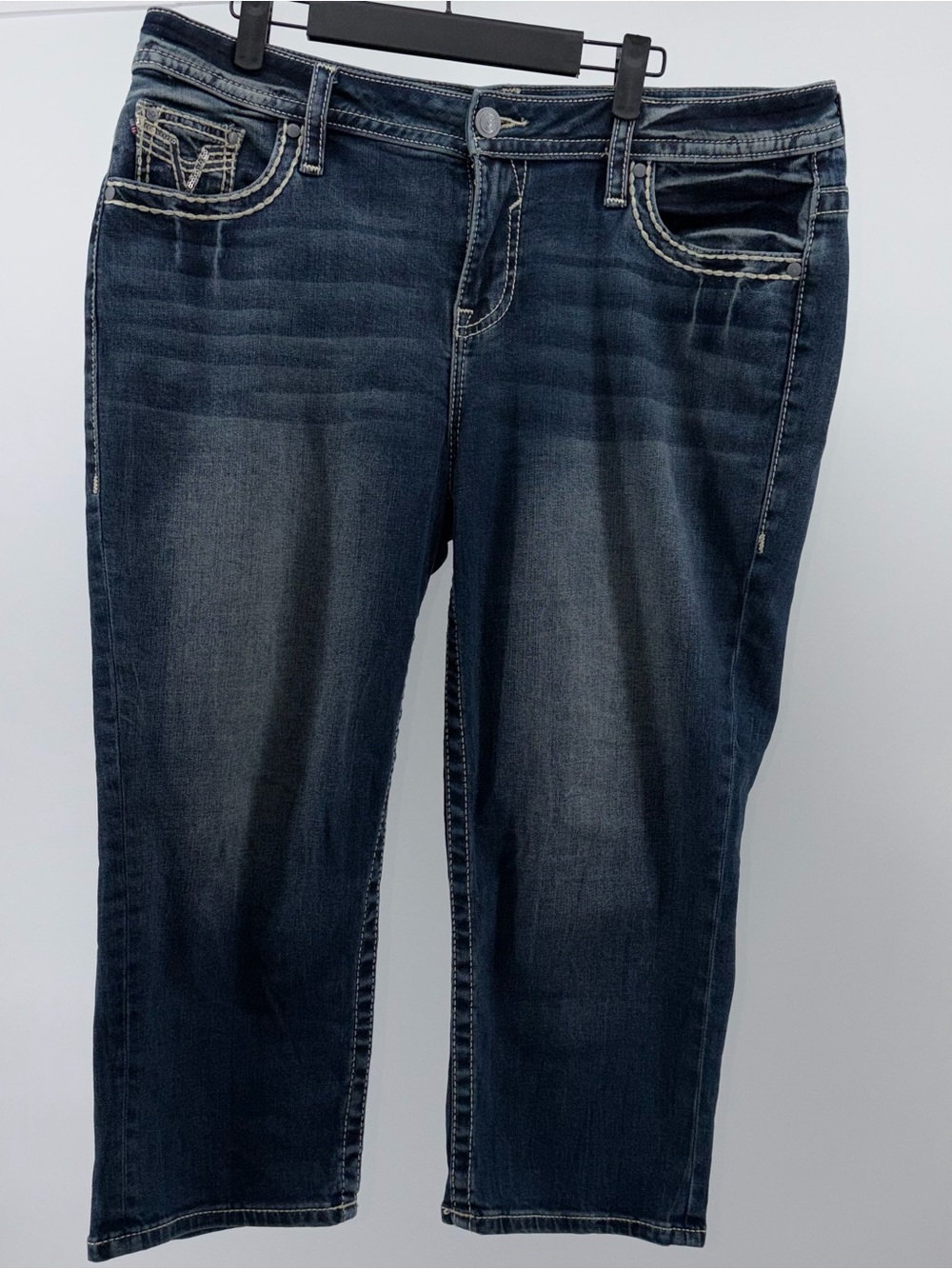 Vigoss Americana Pocket Heritage Mid Rise Capri Jeans, Women's Size 14
